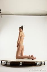 Underwear Woman White Kneeling poses - ALL Athletic Kneeling poses - on both knees long brown Multi angle poses Academic